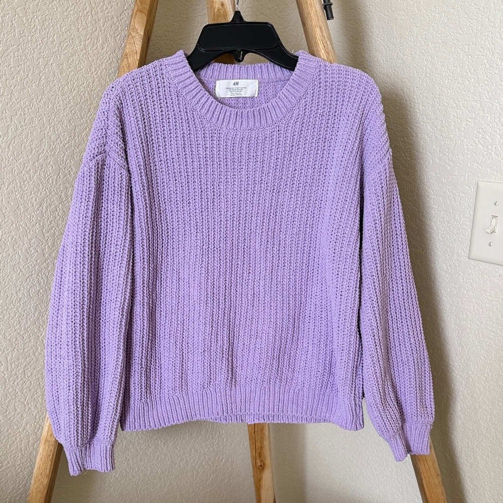 H&M Lilac Purple Chenille Crew Neck Sweater